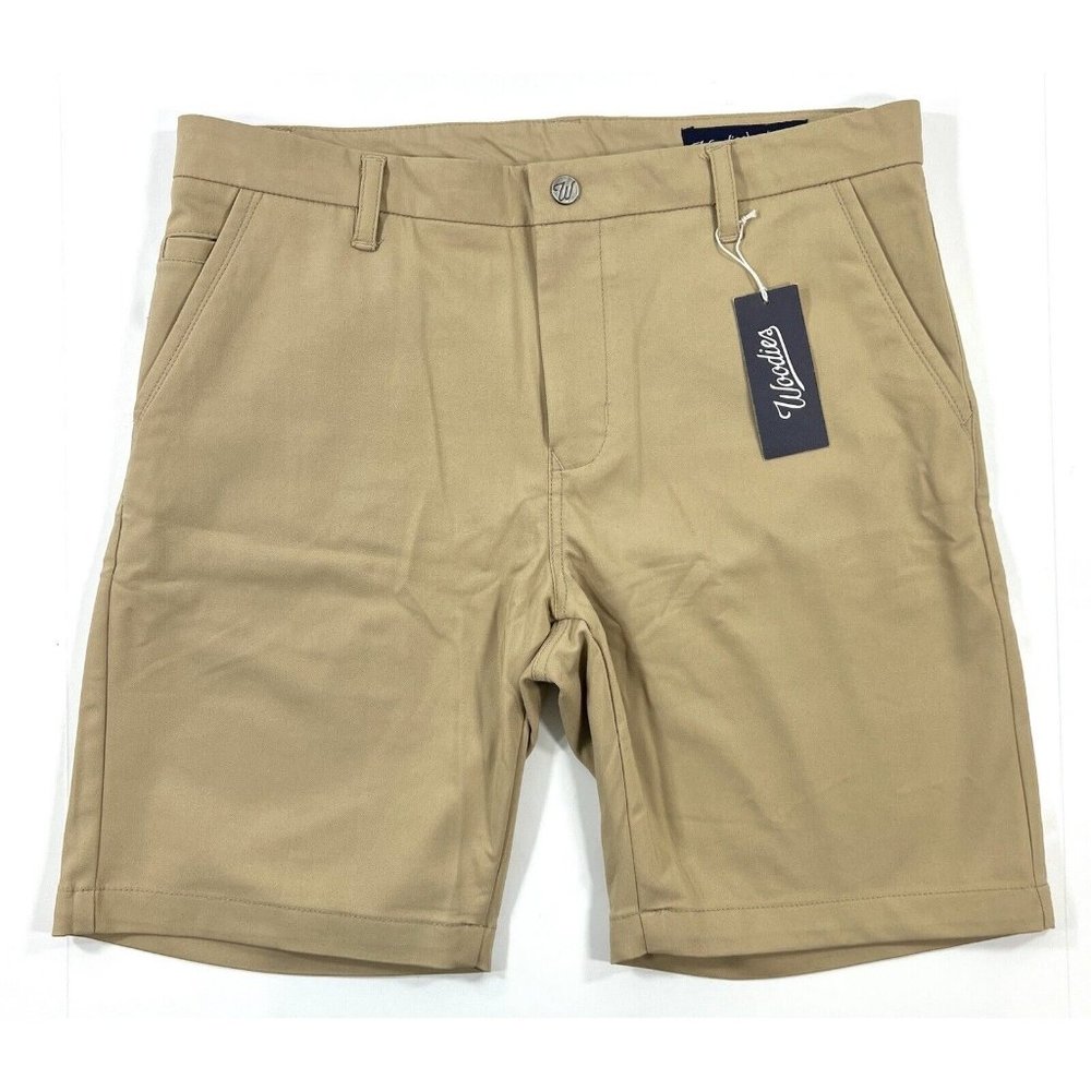 Woodies Mens Size 36 Shorts Next Generation Performance Khaki Chino Stretch
